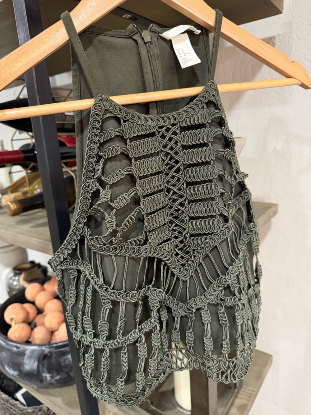 H&M Olive Green Crochet Halter Camisole